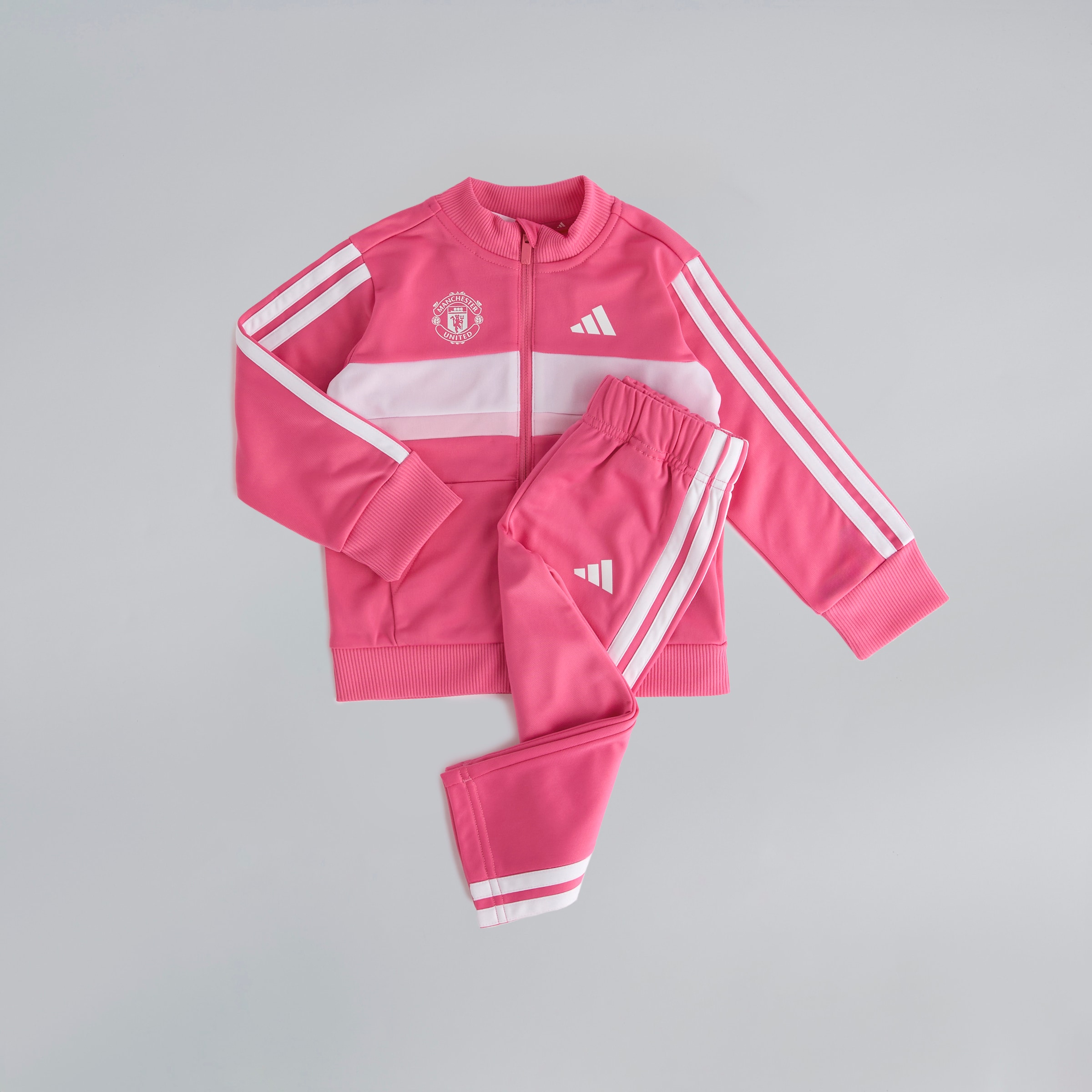 Manchester United x adidas Infant Essentials Tiberio 3-Stripes Tracksuit Pink Pink