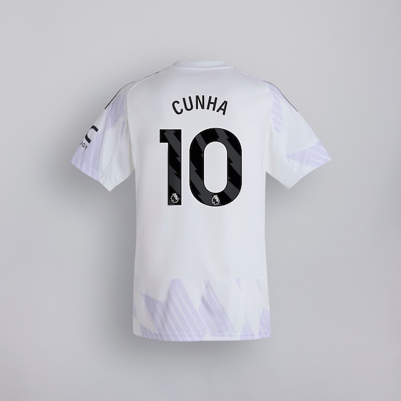 Manchester United 25/26 Home Kids Jersey with Cunha 10 EPL Printing & Badge White