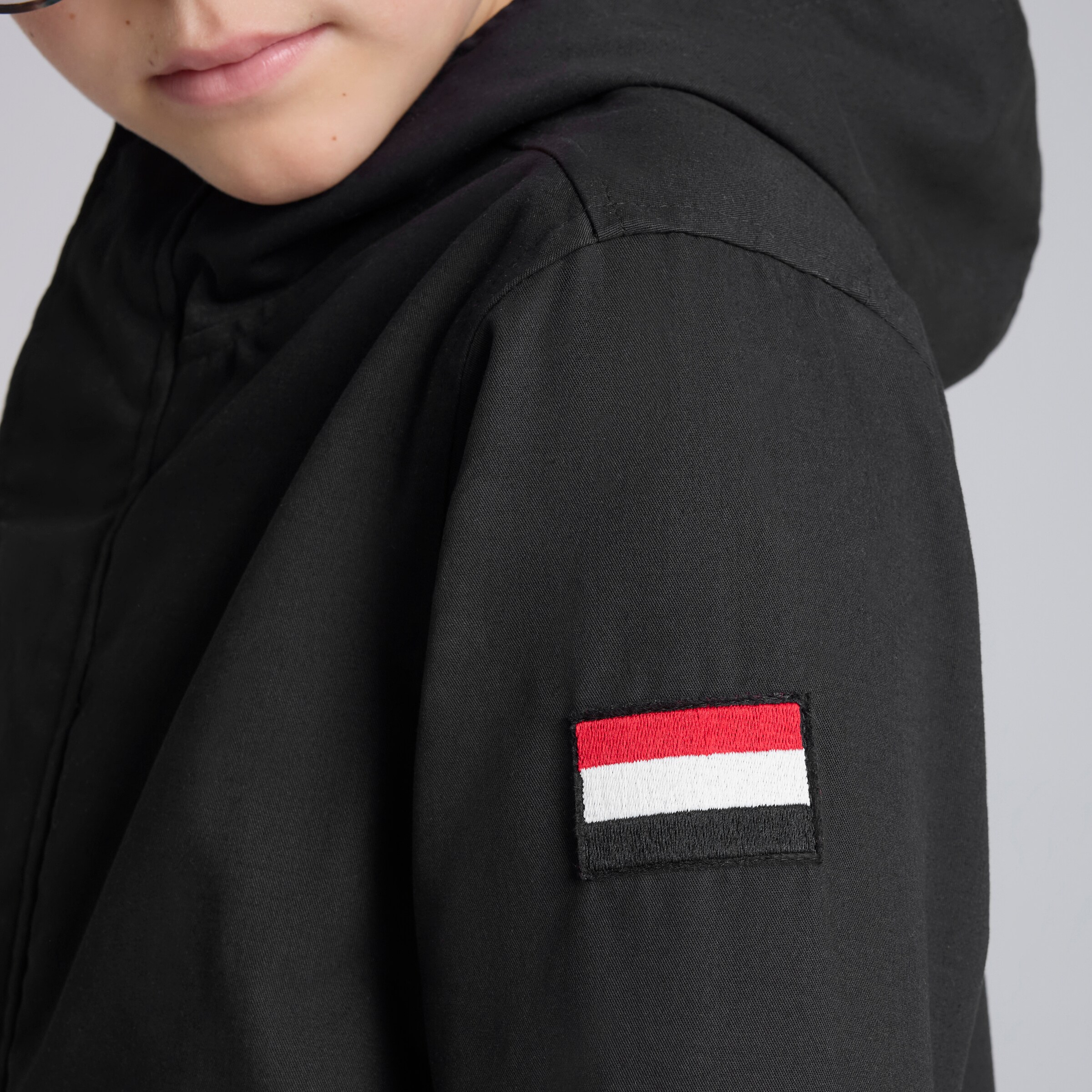 Manchester United Kids Funnel Neck Parka Black Noir Détail [5-6]