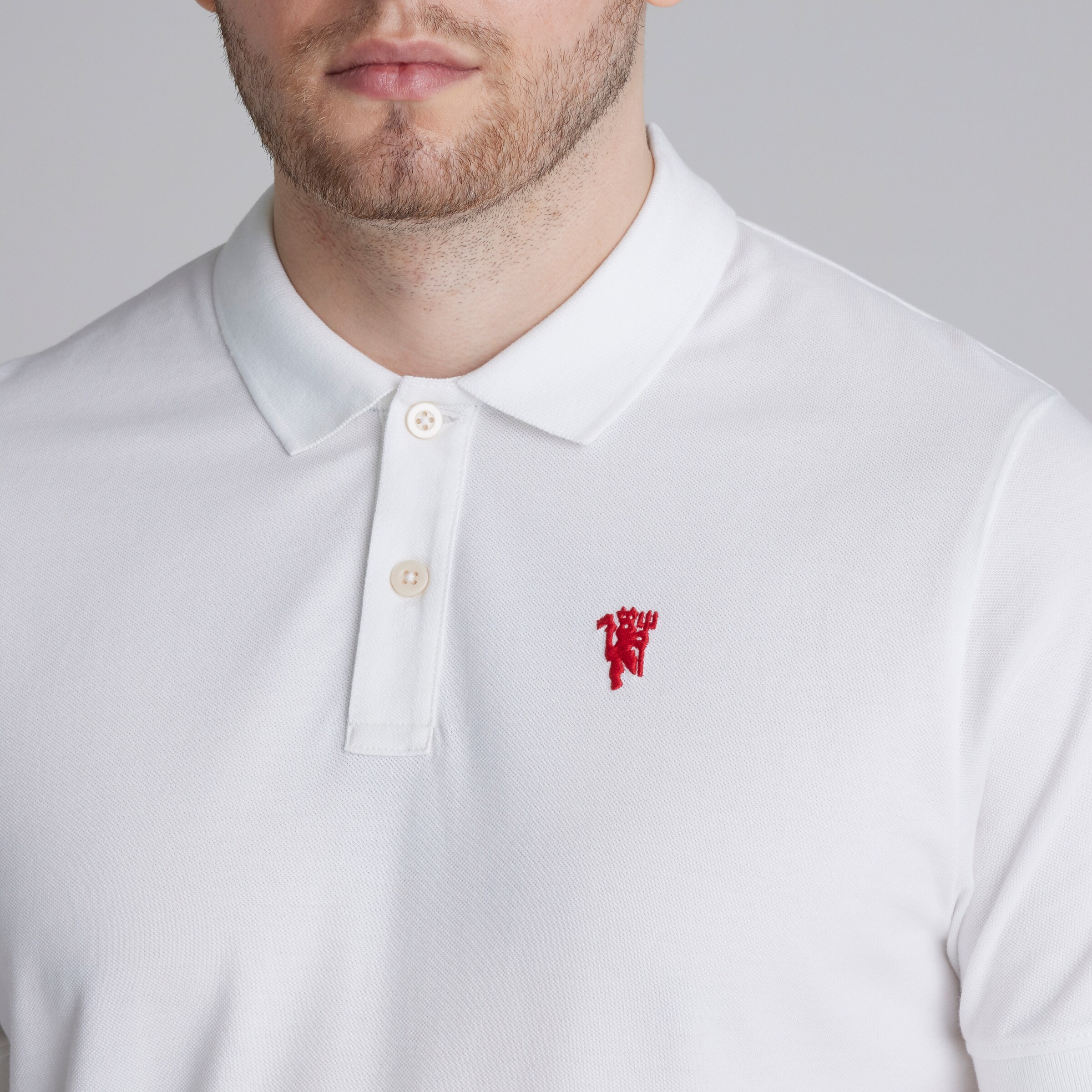 Manchester United Devil Essentials Polo Shirt White White Detail [4-4]