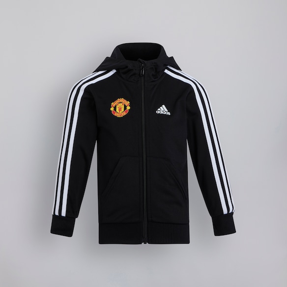 Manchester United x adidas Little Kids Essentials 3-Stripes Shiny Tracksuit Black Black