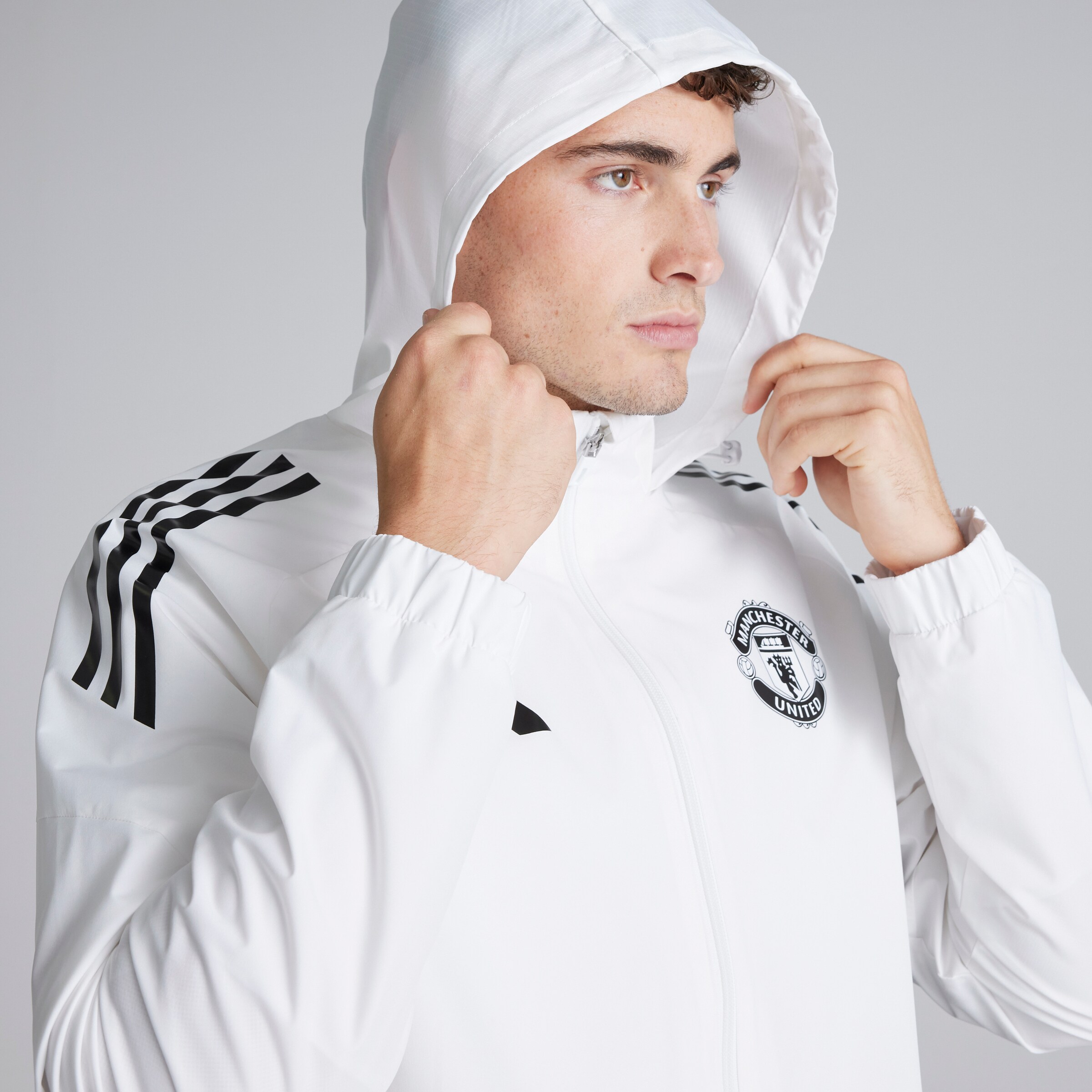 Manchester United Tiro 25 Competition All-Weather Jacket White Detail [6-8]