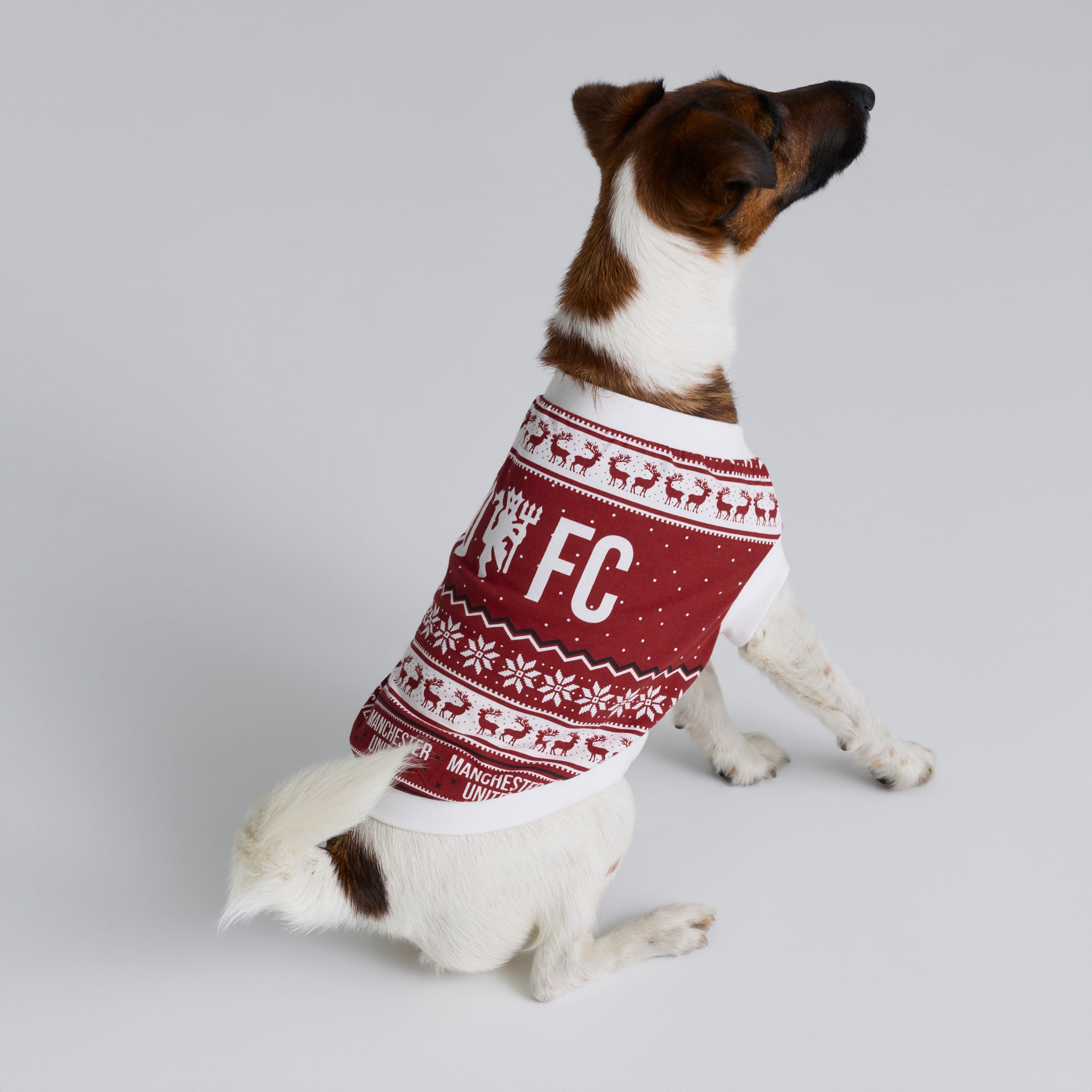 Manchester United Pet Christmas Fairisle Pyjamas Red Multi