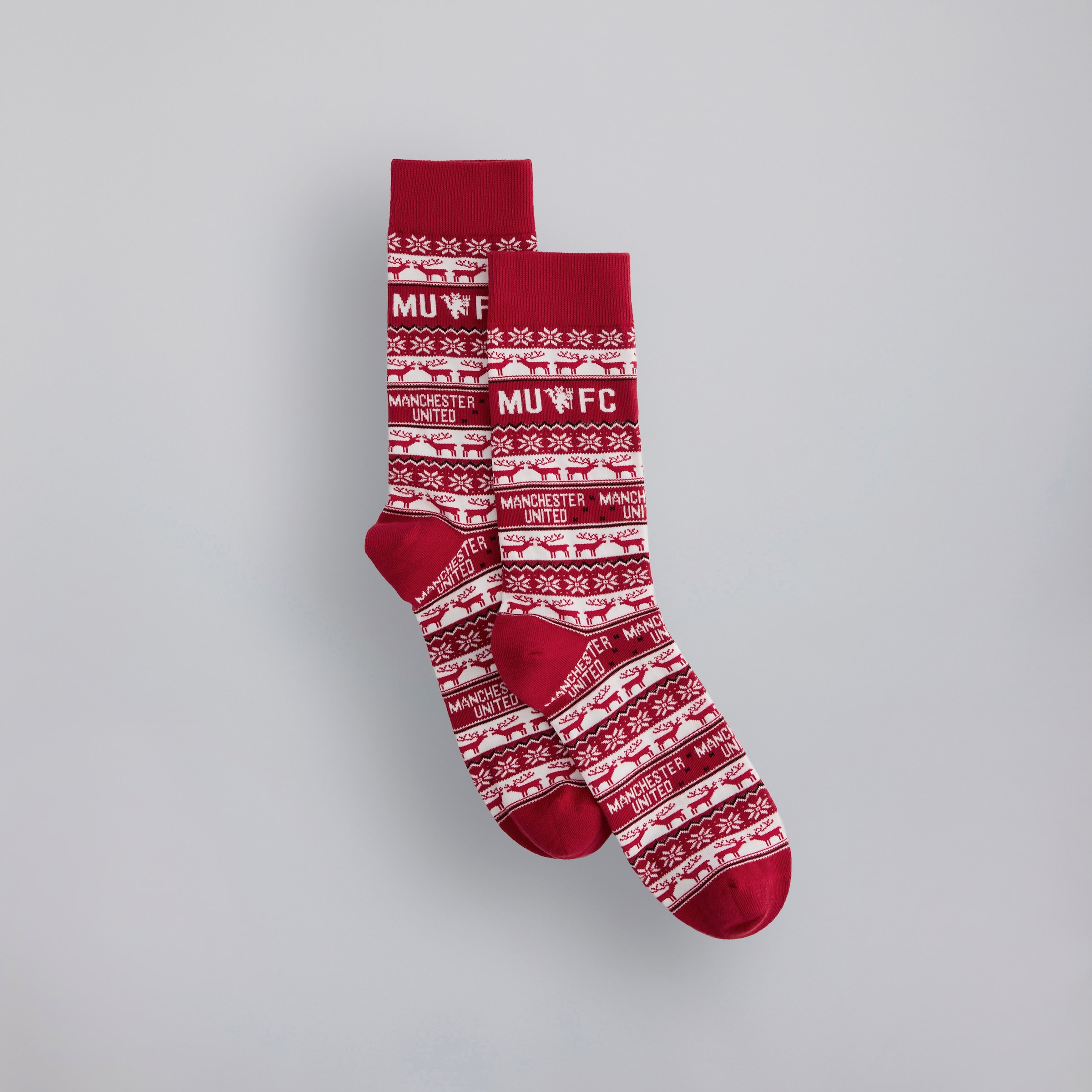 Manchester United Fairisle Christmas Socks Red Multi Detail [2-4]