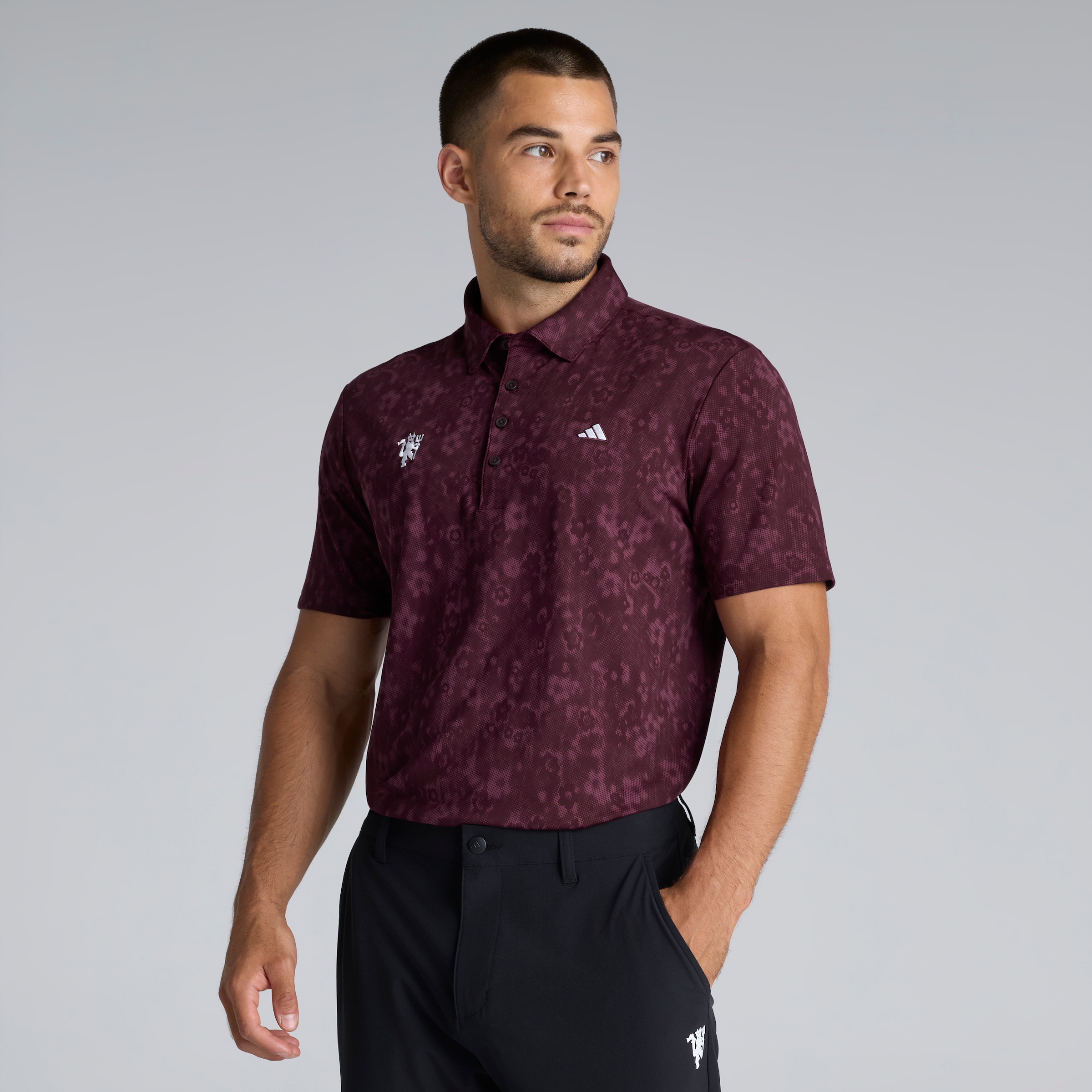 Manchester United x adidas Golf Ultimate 365 Polo Shirt Maroon Brown