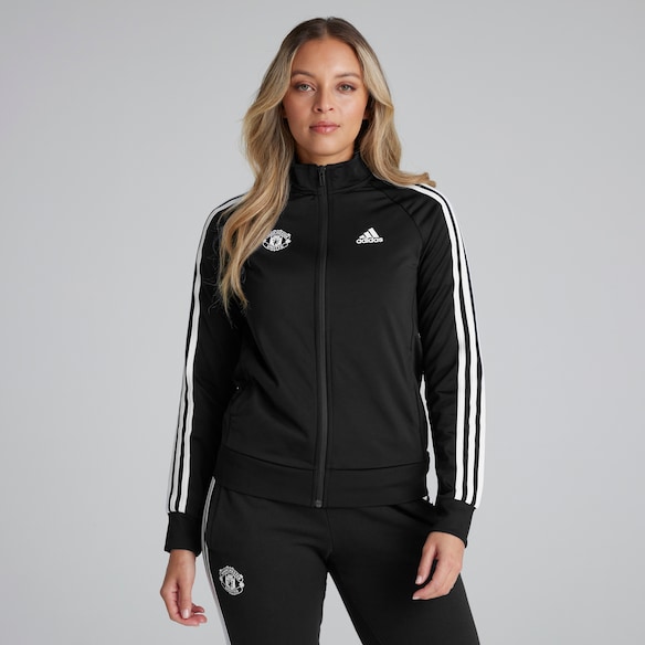 Manchester United x adidas Womens Essentials 3-Stripes Slim Track Top Black Black