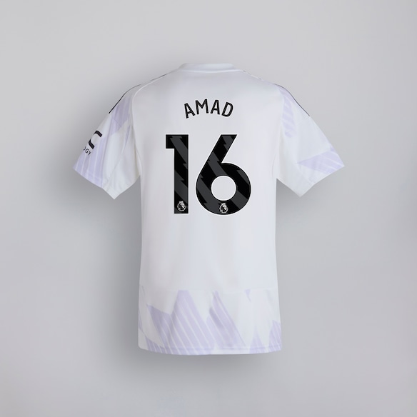 Manchester United 25/26 Away Jersey with Amad 16 EPL Printing & Badge White