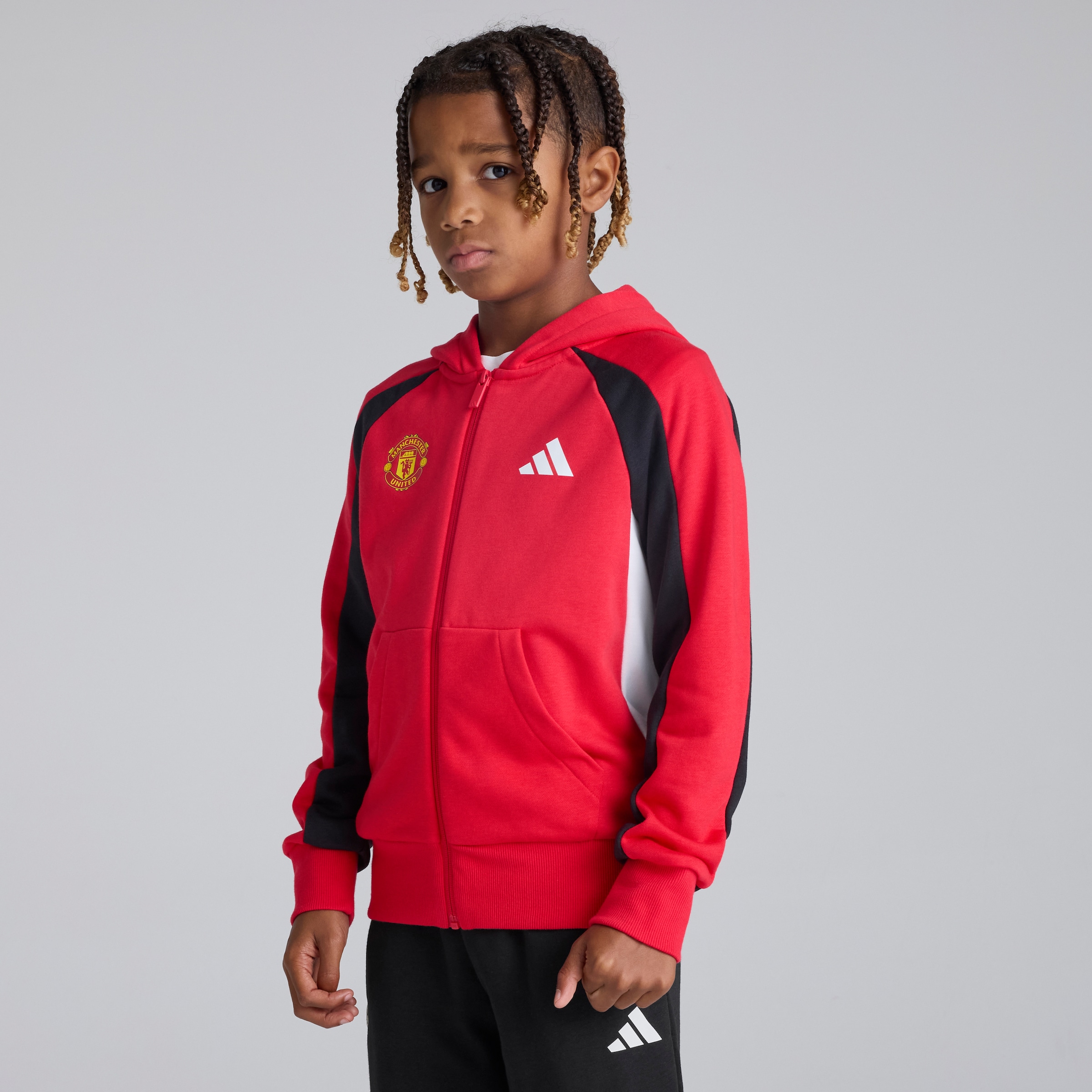 Manchester United x adidas Kids Colourblock Tracksuit Red Red Detail [3-6]