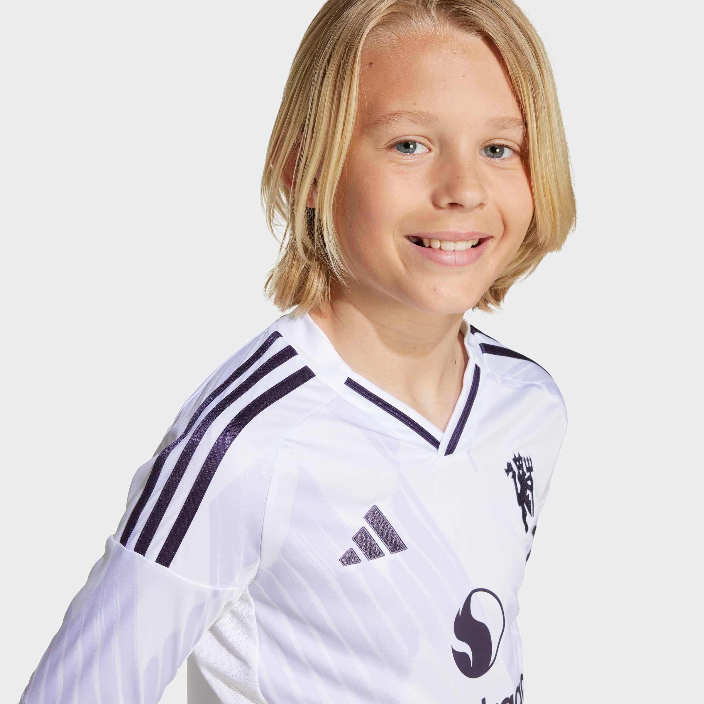 Manchester United 25/26 Long Sleeve Away Jersey Kids Blanc Détail [6-9]