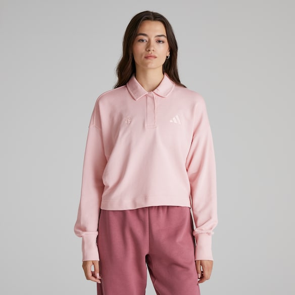 Manchester United x adidas Womens ALL SZN French Terry Polo Sweatshirt Pink Pink