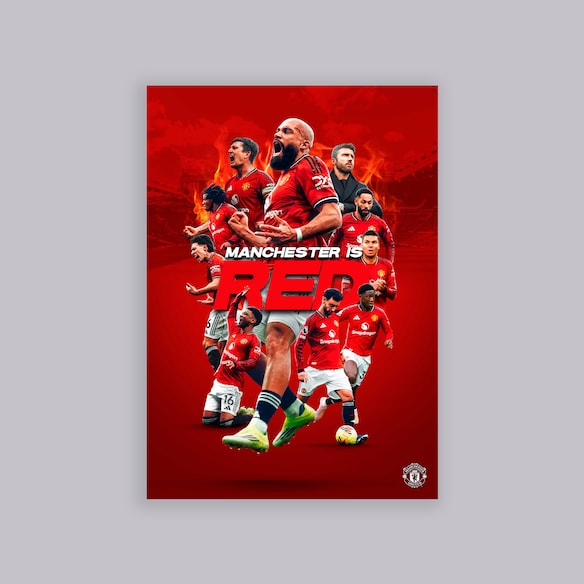 Manchester United Manchester is Red A2 Poster Red White