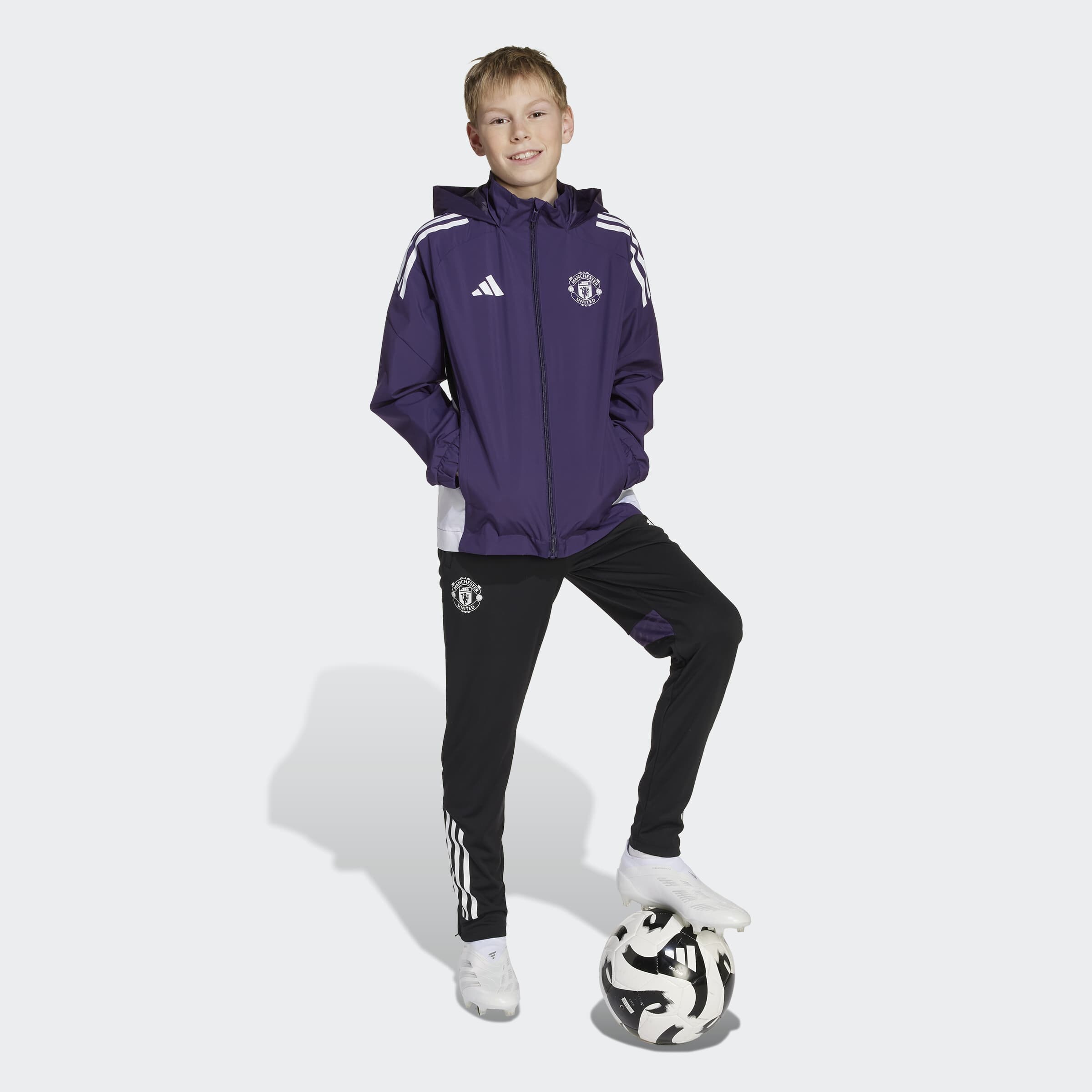 Manchester United Tiro 25 Competition All-Weather Jacket Kids Violet Détail [5-9]
