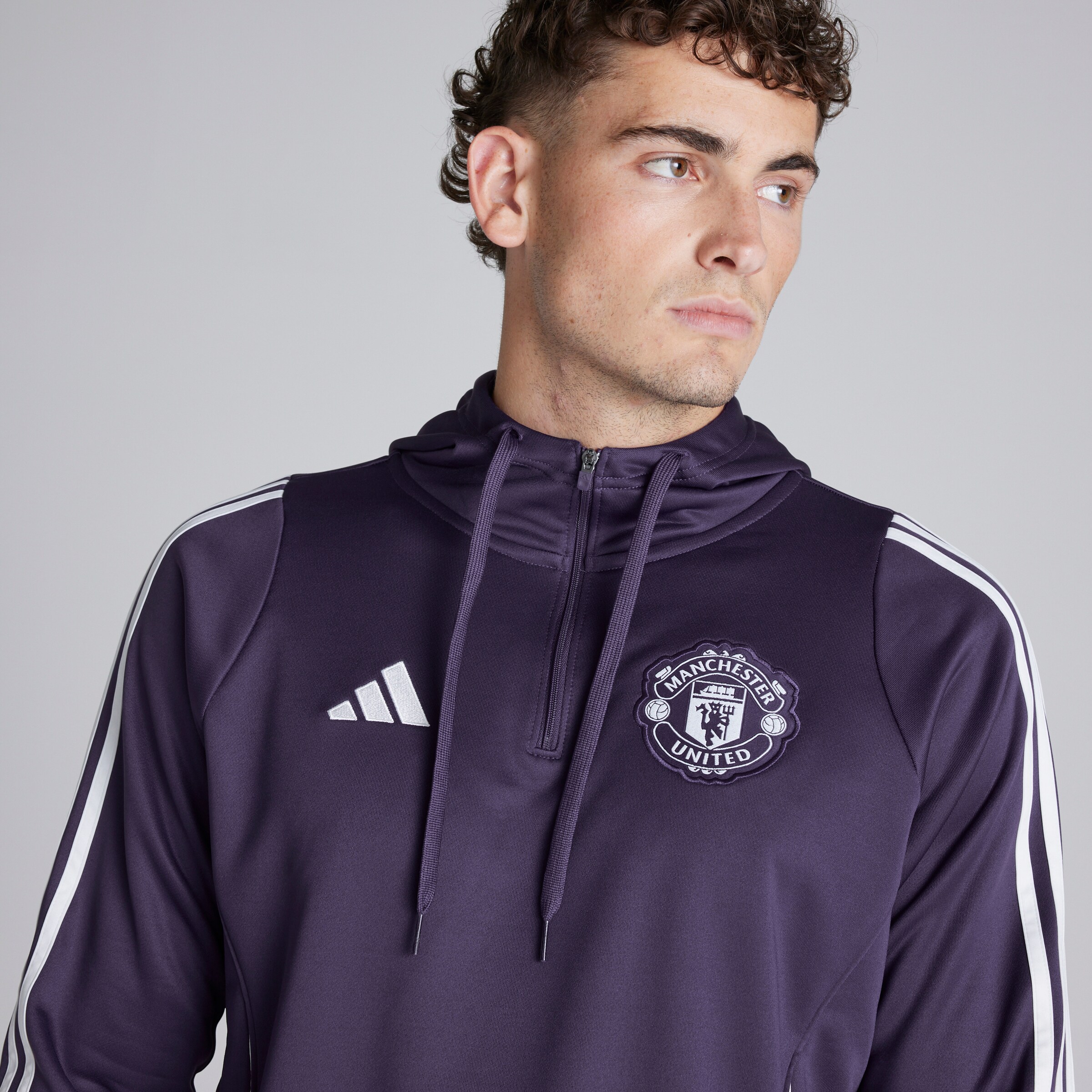 Manchester United Tiro 25 Competition Training Hoodie Violet Détail [4-5]
