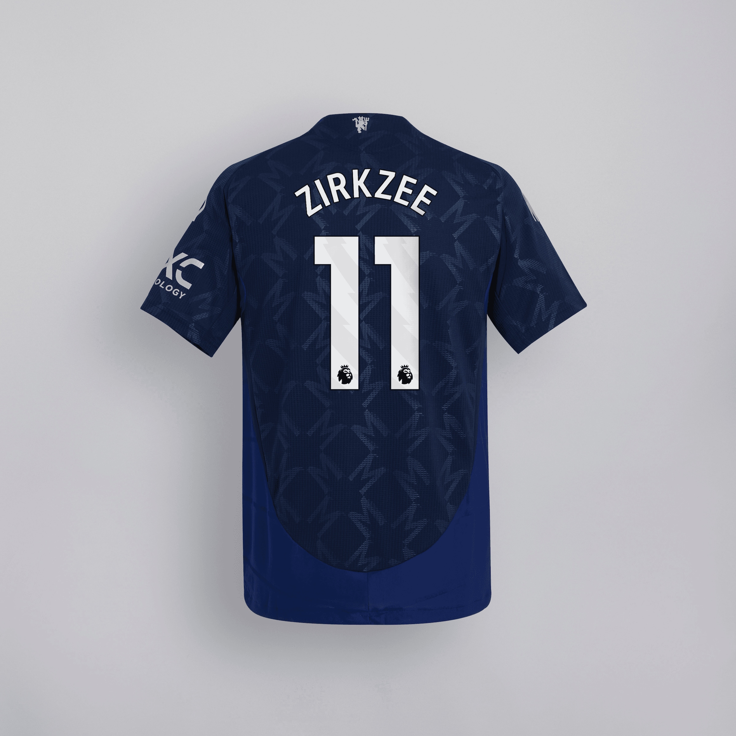 Manchester United 24/25 Away Jersey Kids with Zirkzee 11 EPL Printing & Badge Blue