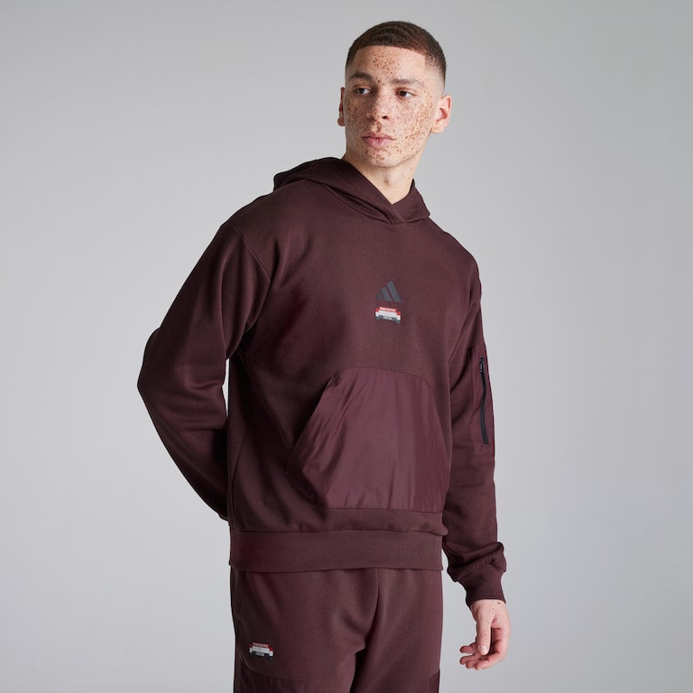 Manchester United x adidas City Escape Fleece Hoodie Red