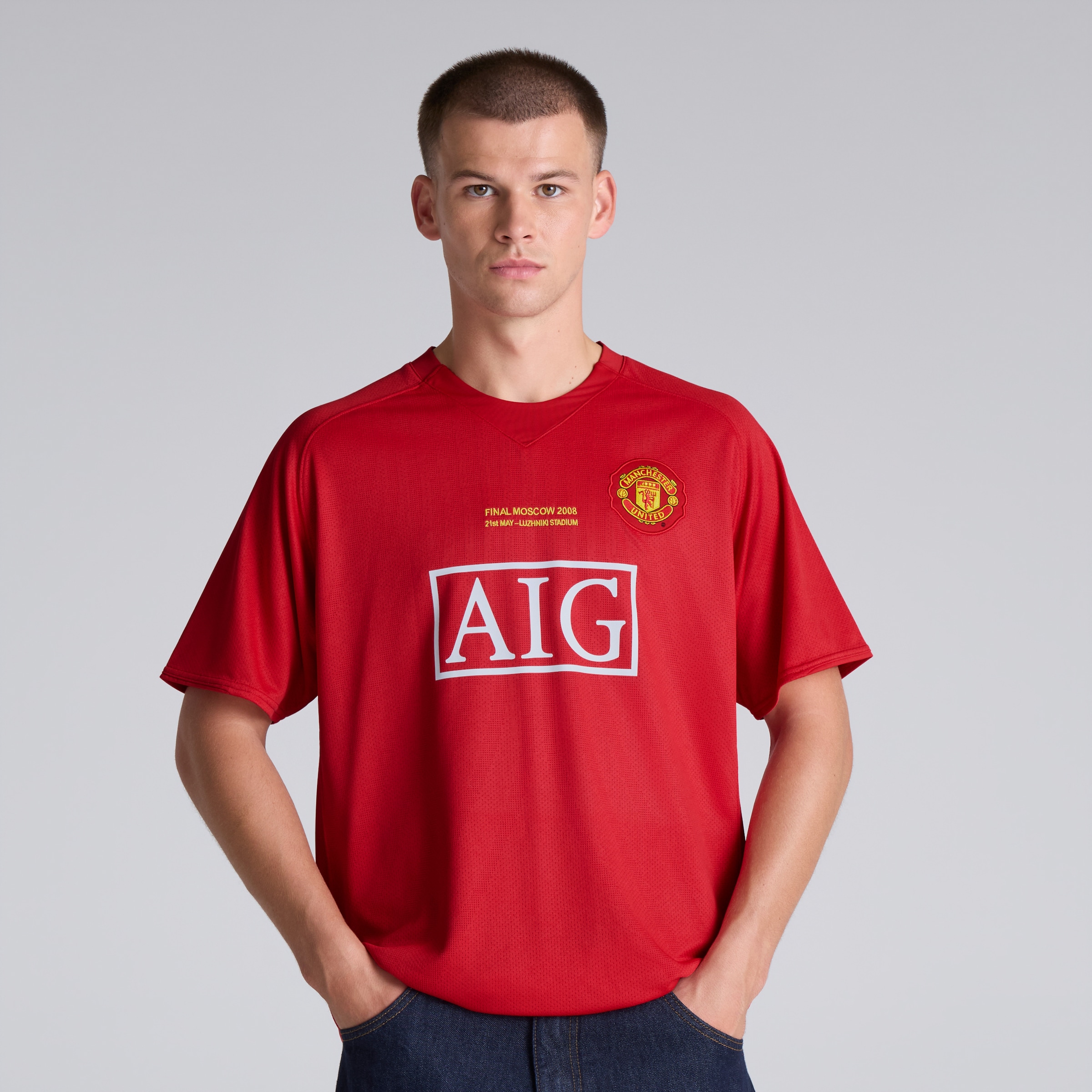Manchester United 2007-09 Retro Home Champions League Final Shirt Red Rot Detail [3-7]