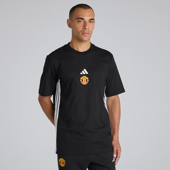 Manchester United x adidas Essentials 3-Stripes T-Shirt Black Black