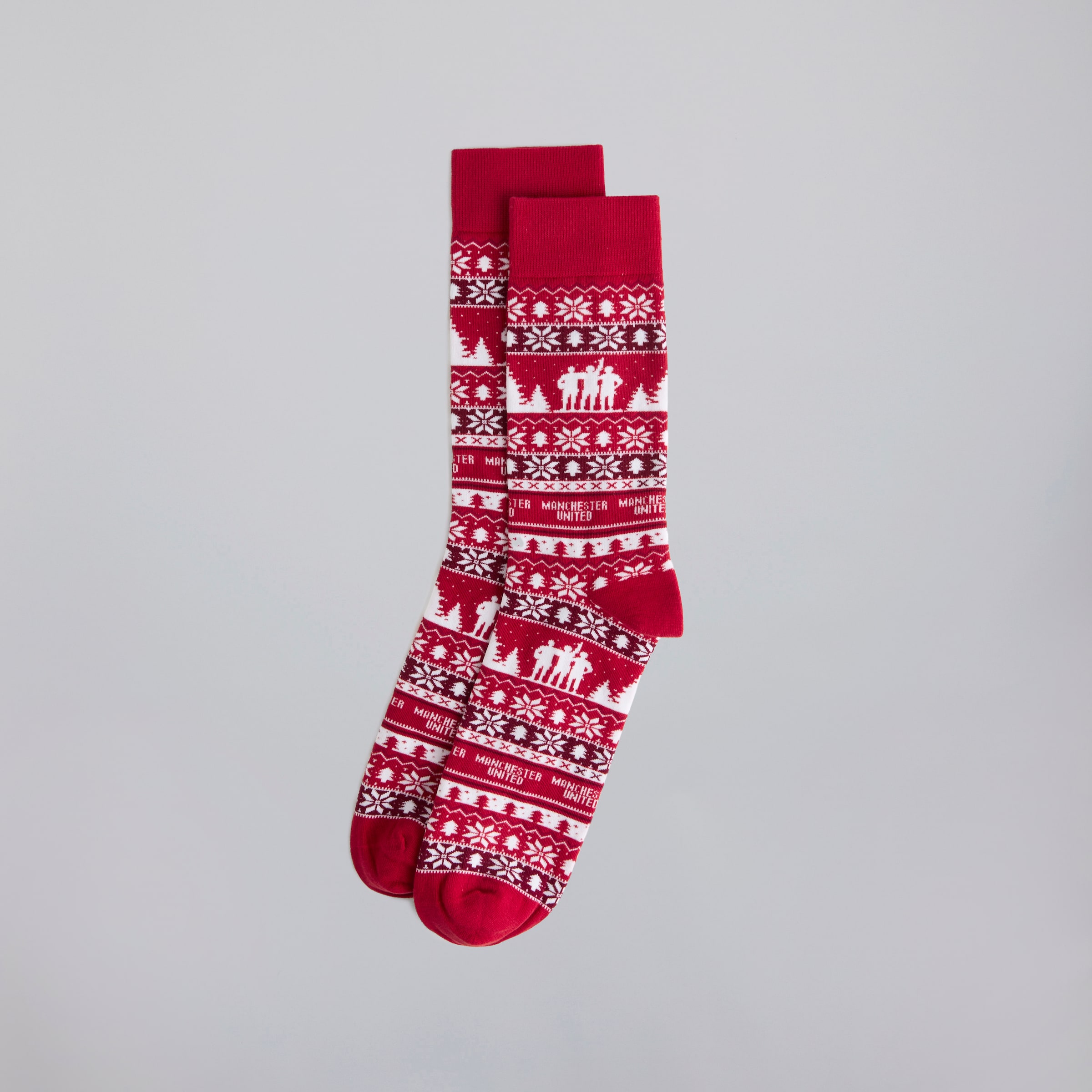 Manchester United Adults Christmas Fairisle Sock Red Red