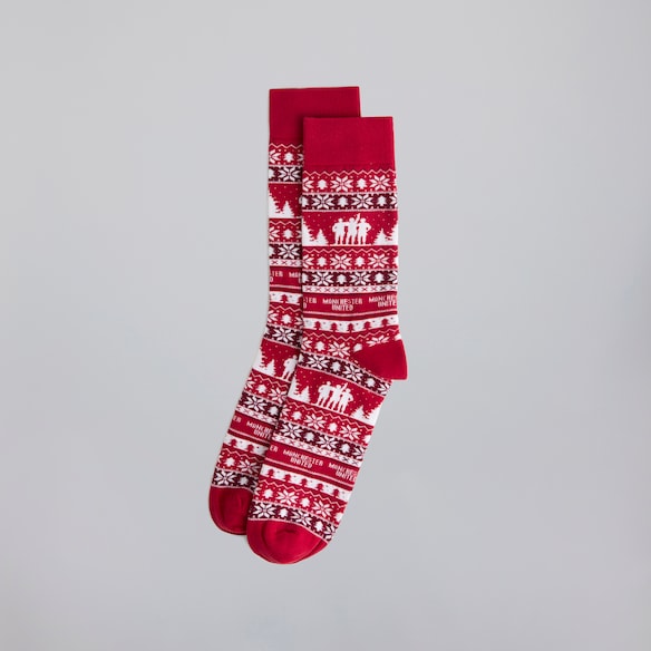 Manchester United Adults Christmas Fairisle Sock Red Red