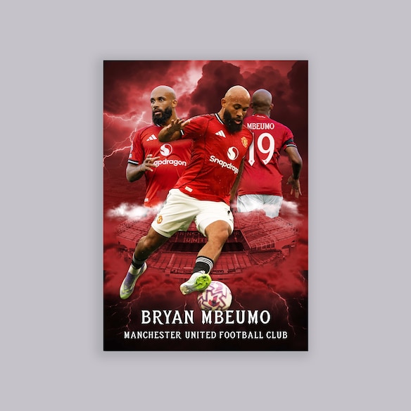 Manchester United Bryan Mbeumo A2 Poster Red Rot