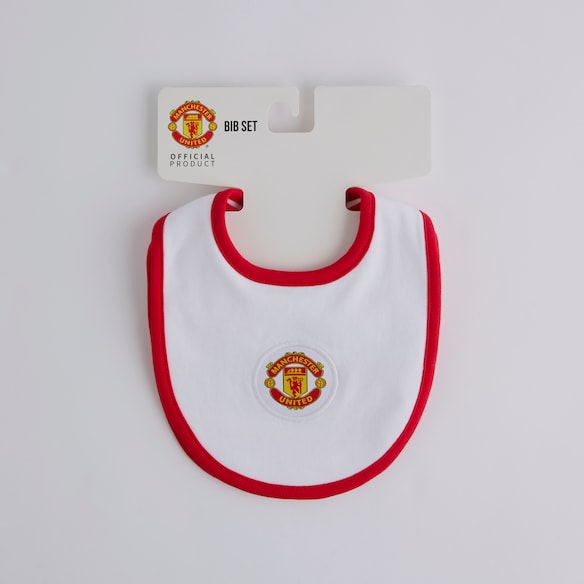 Manchester United Baby Cotton Bibs 2 Pack White White