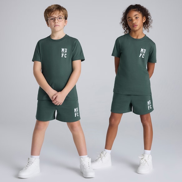 Manchester United Kids Varsity Print Shorts Green Green