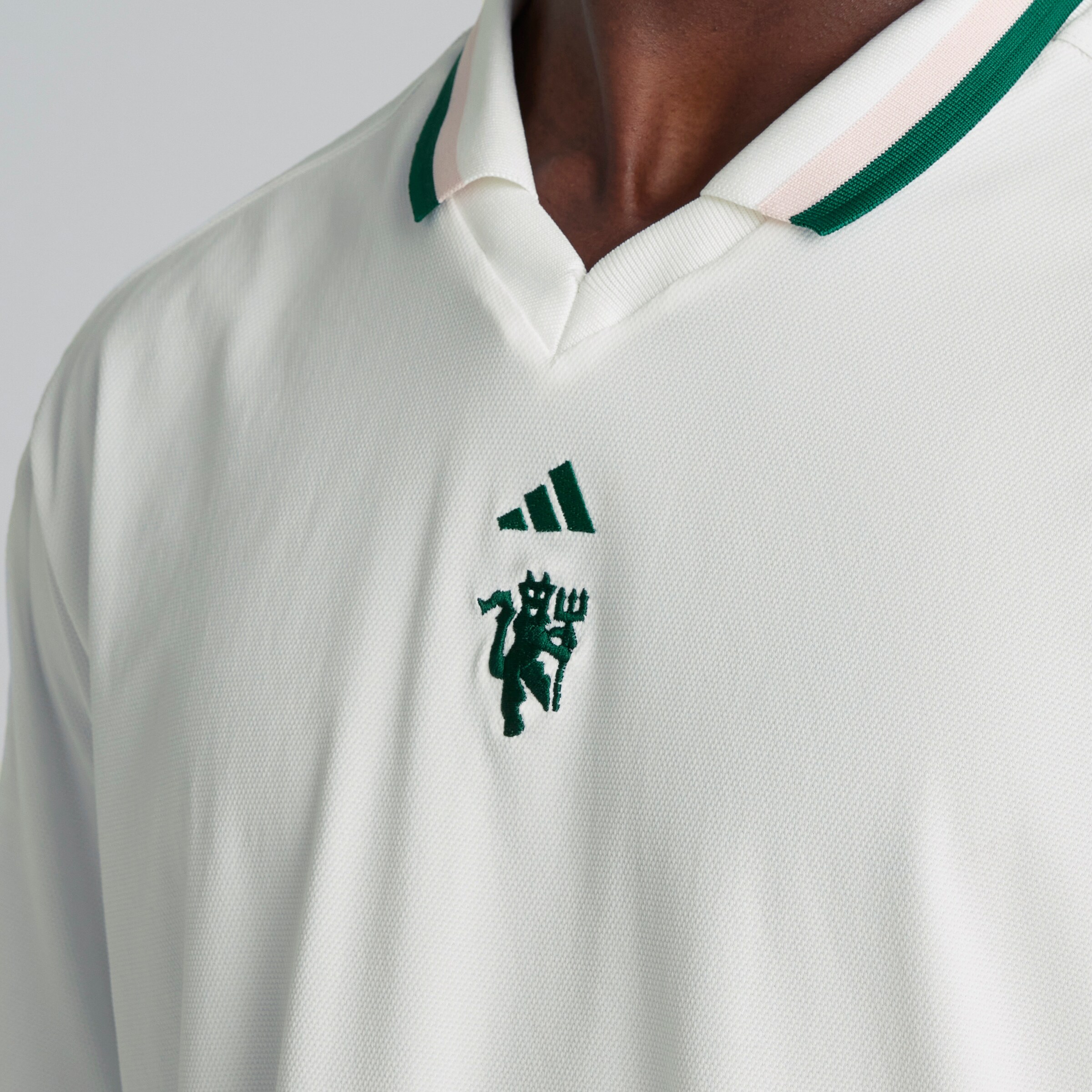 Manchester United x adidas Mens Golf Ultimate365 Golf Jersey Polo Shirt White White Detail [4-4]