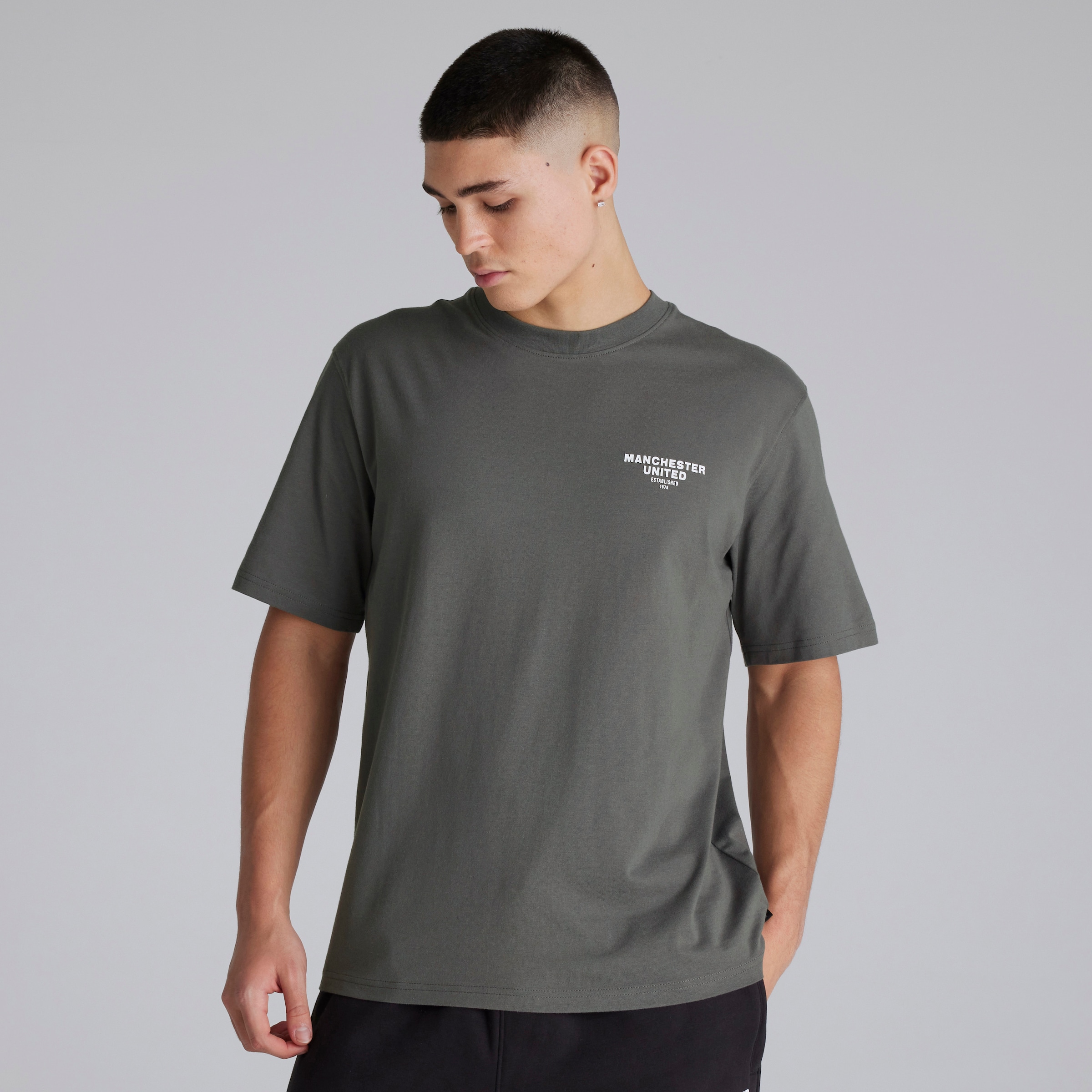 Manchester United Mens Back Print T-Shirt Slate Grey