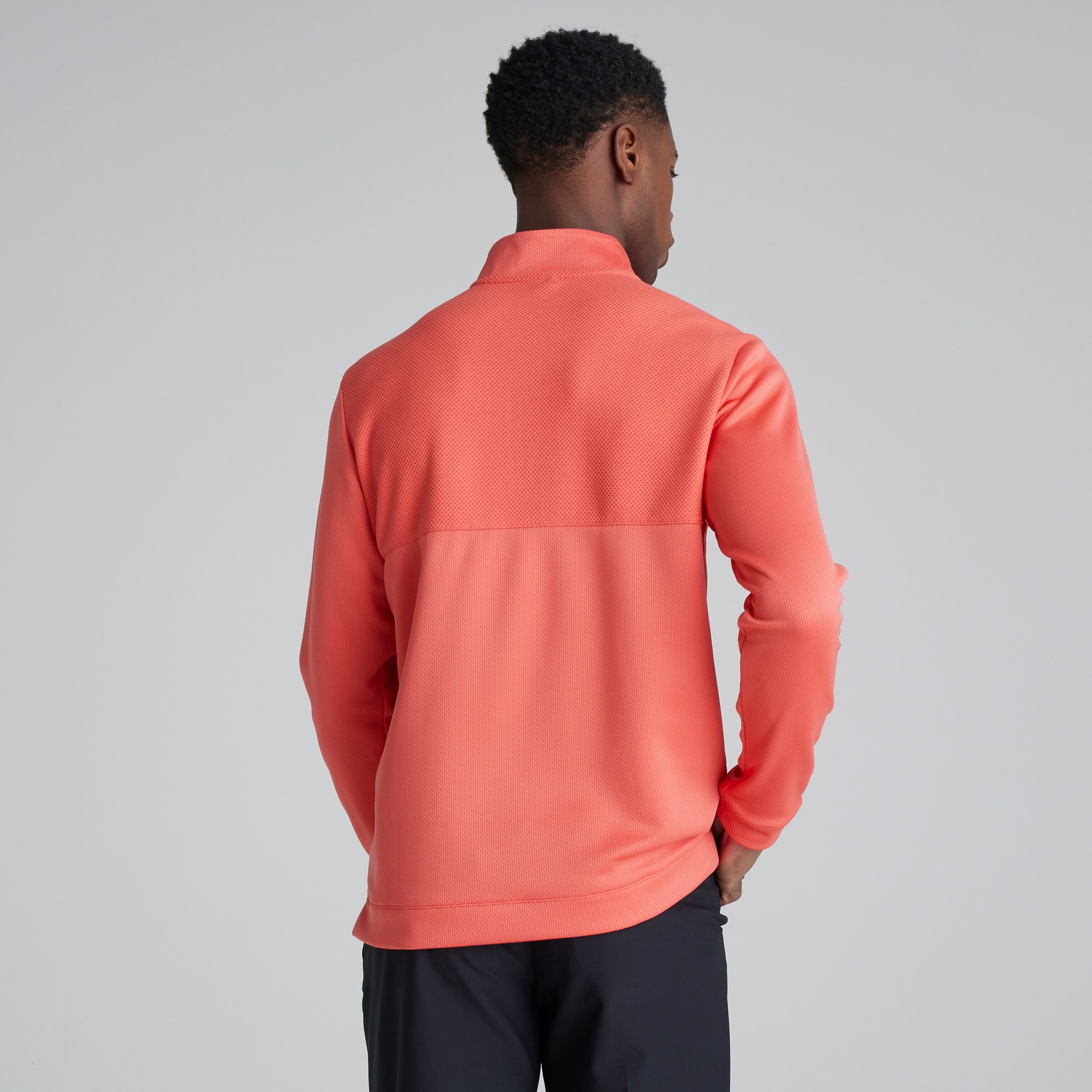 Manchester United x adidas Golf Ultimate365 Textured 1/4 Zip Red Red Detail [2-5]