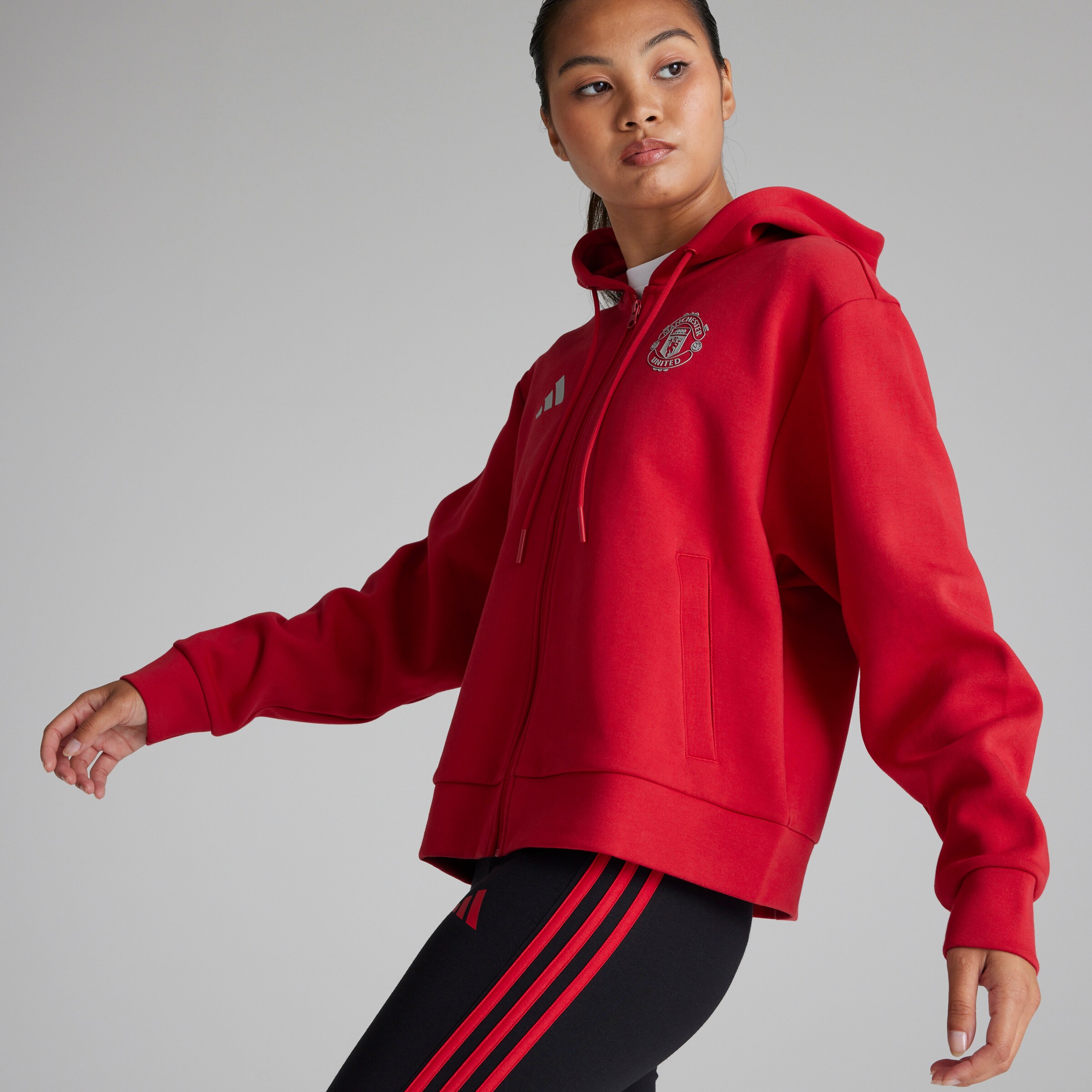 Manchester United Anthem Jacket Womens Red Detail [5-8]