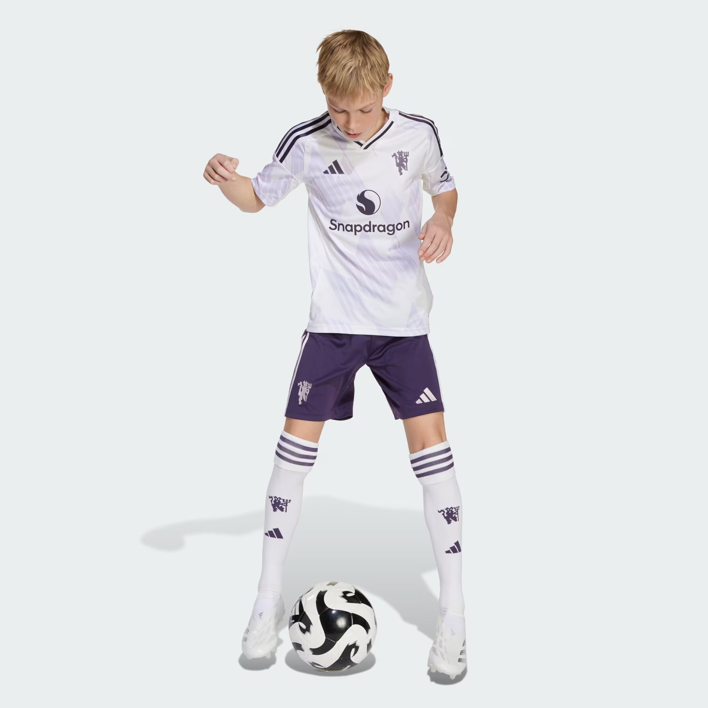 Manchester United 25/26 Away Jersey Kids Blanc Détail [5-7]