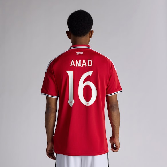 Manchester United 26/27 Home Jersey with Amad 16 UCL Priniting & Badge Rouge