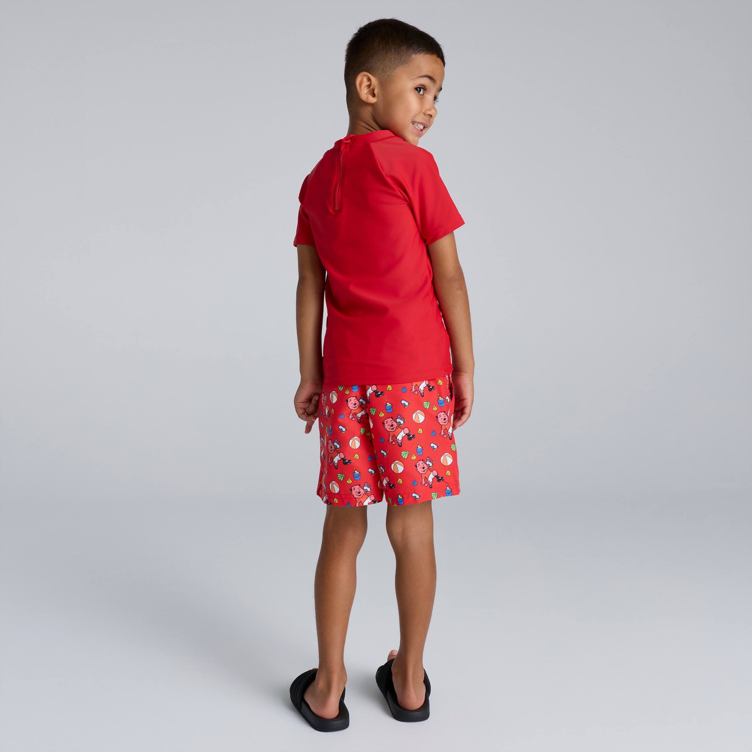Manchester United Kids Rash Vest & Shorts Swim Set Red Red Detail [2-6]
