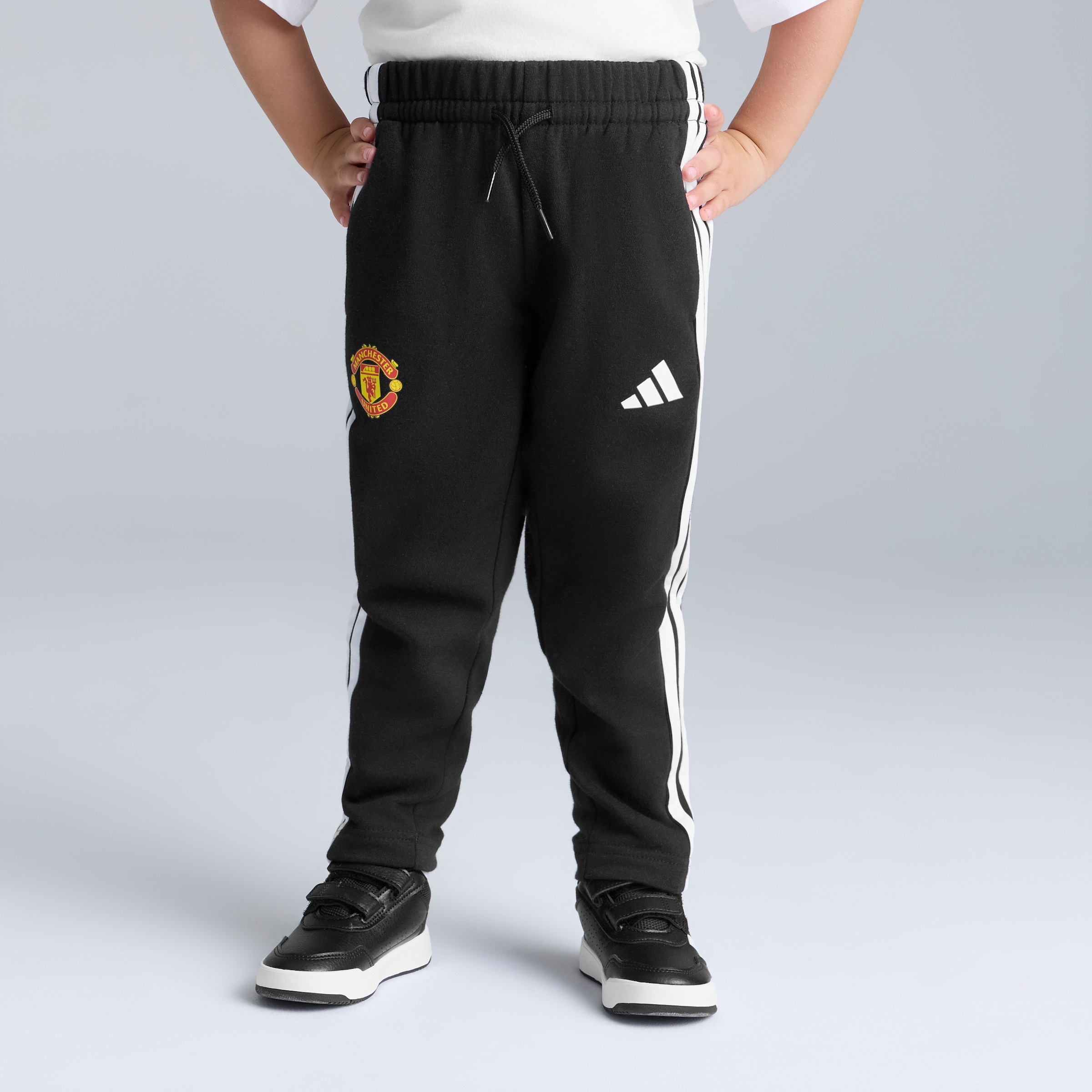 Manchester United x adidas Little Kids Essentials Tibero Fleece Tracksuit Black Black Detail [4-6]