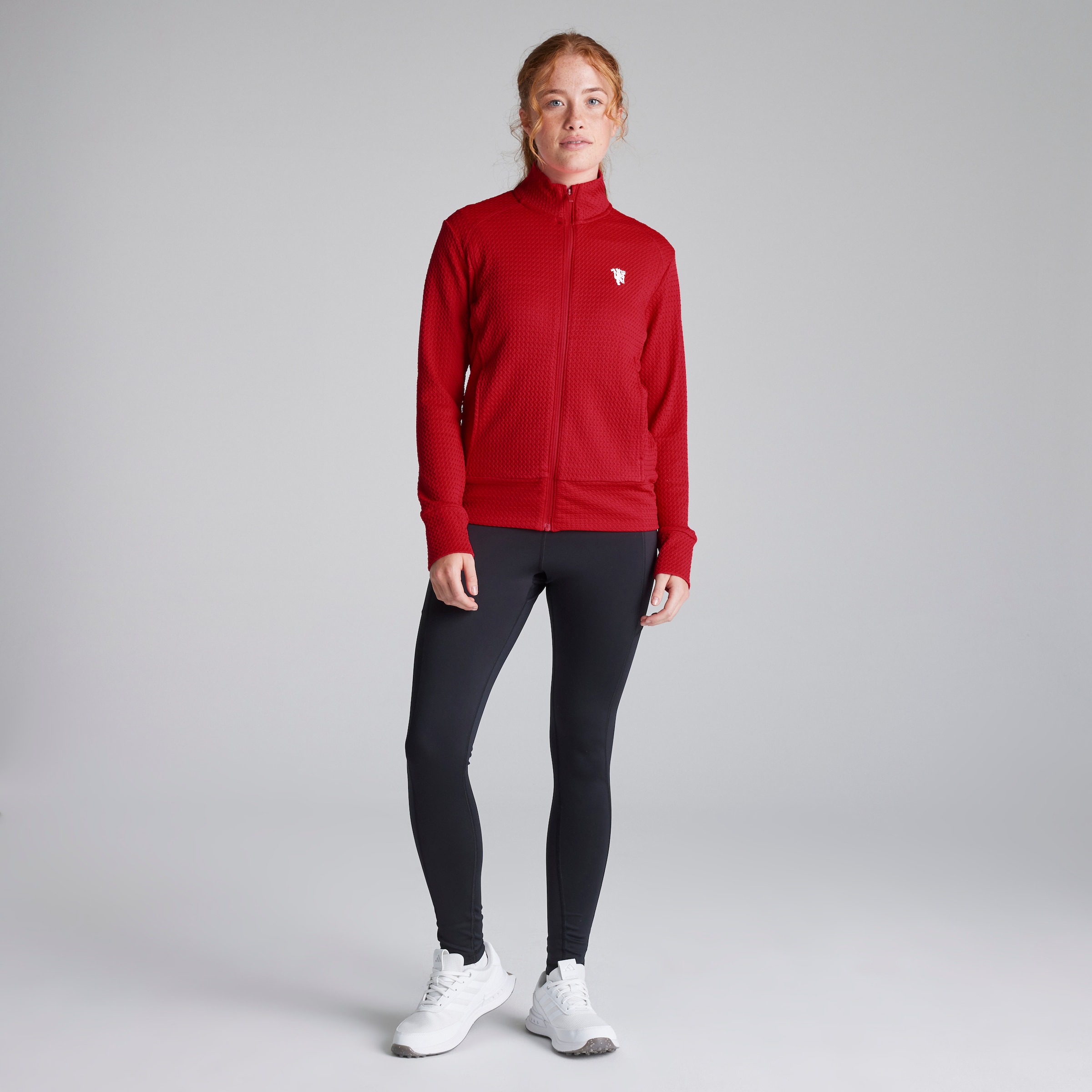 Manchester United x adidas Womens Golf Ultimate365 Textured Jacket Red Red Detail [3-5]