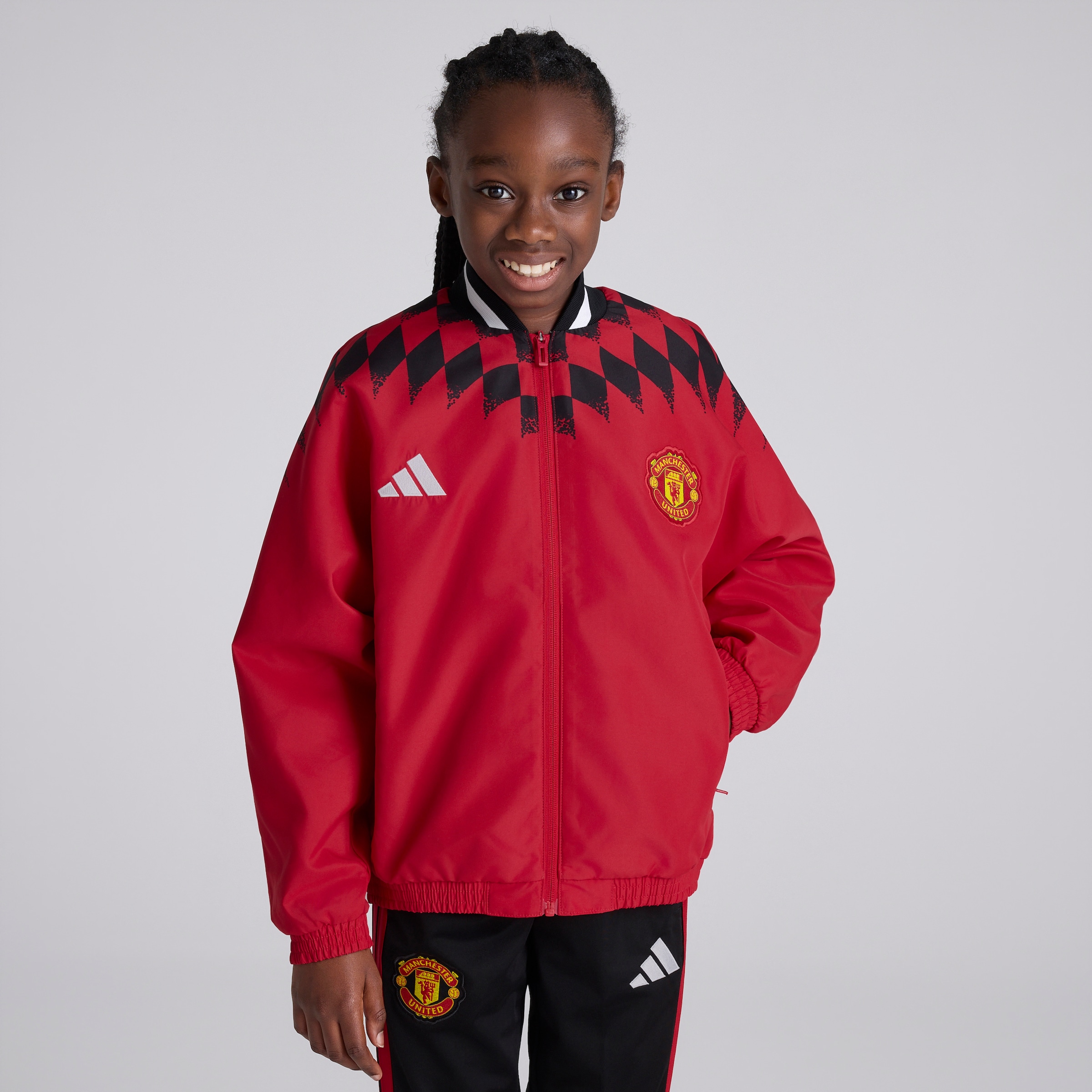 Manchester United x adidas Kids Stadium Track Top Red Rouge Détail [4-5]