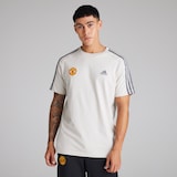 Manchester United x adidas Mens Essentials Single Jersey 3-Stripes T-Shirt Off White