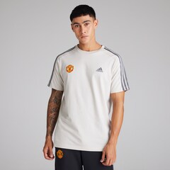 Manchester United x adidas Mens Essentials Single Jersey 3-Stripes T-Shirt Off White