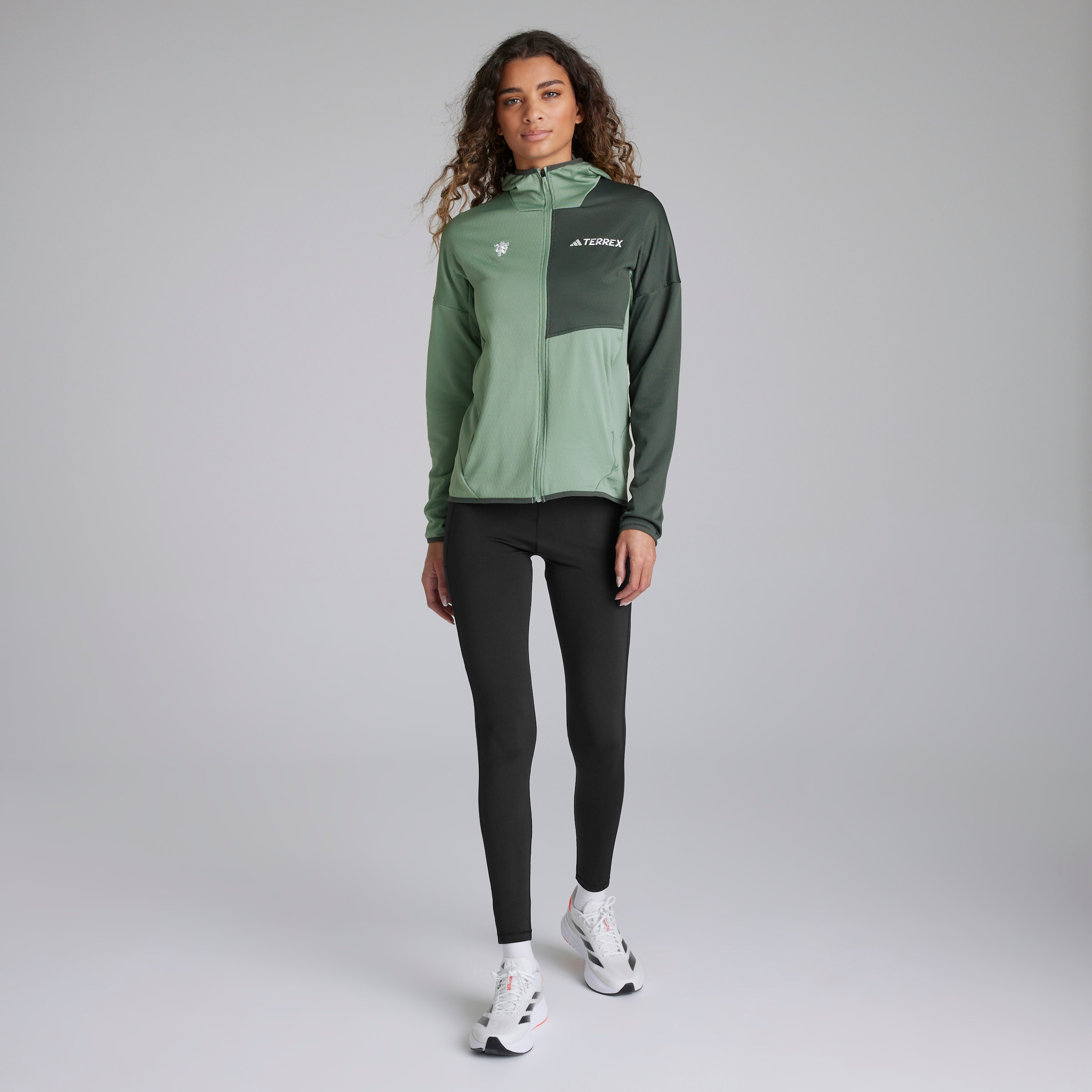 Manchester United x adidas Womens Terrex Xperior Light Fleece Hooded Jacket Green Green Detail [3-5]
