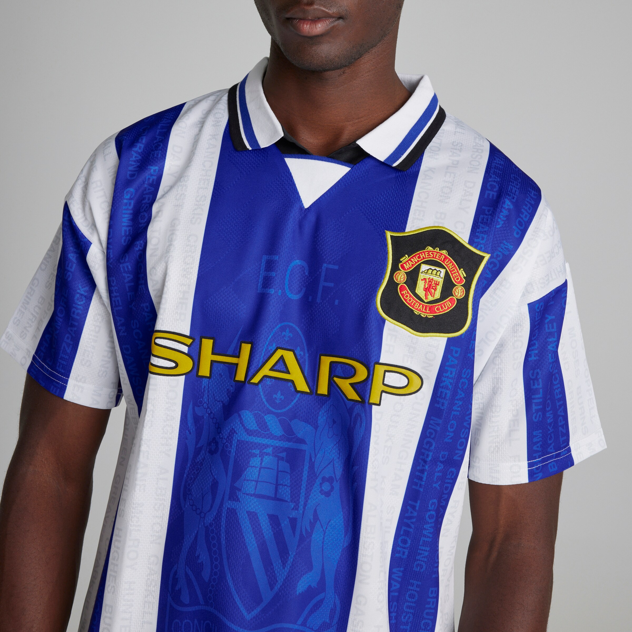 Manchester United 1994-97 Third Shirt Blue Bleu Détail [4-5]