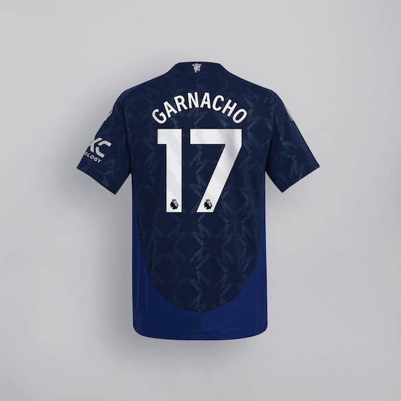 Manchester United 24/25 Away Jersey Kids with Garnacho 17 EPL Printing & Badge Bleu