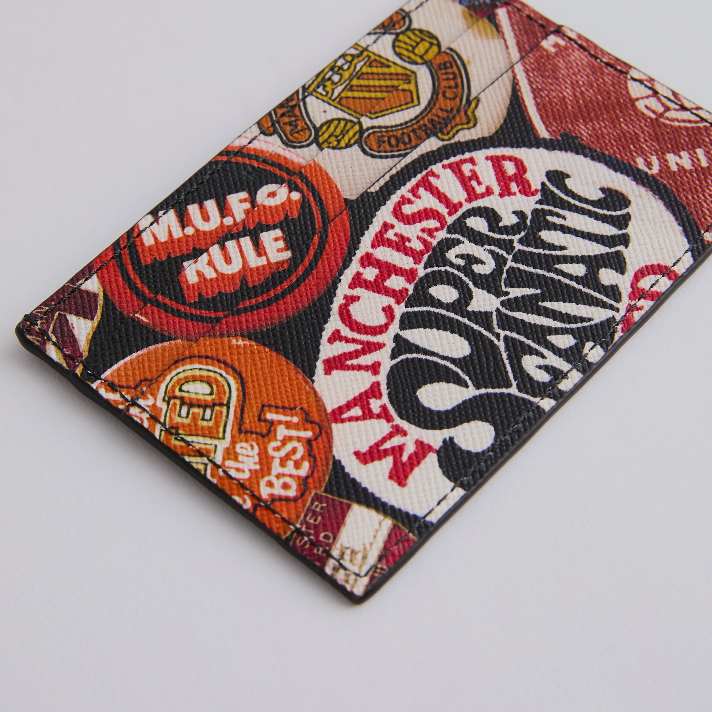 Manchester United x Paul Smith Fan Badge Print Credit Card Holder Black Black Detail [3-4]