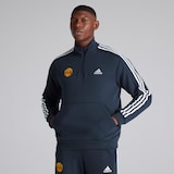 Manchester United x adidas Mens Essentials Fleece 3-Stripes 1/4 Zip Sweatshirt Navy