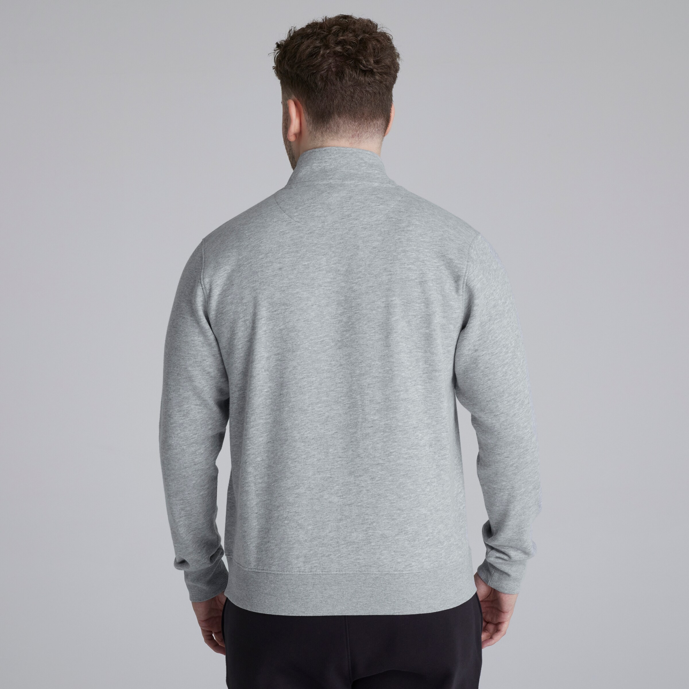 Manchester United Devil Essentials 1/4 Zip Sweatshirt Grey Grey Detail [2-4]
