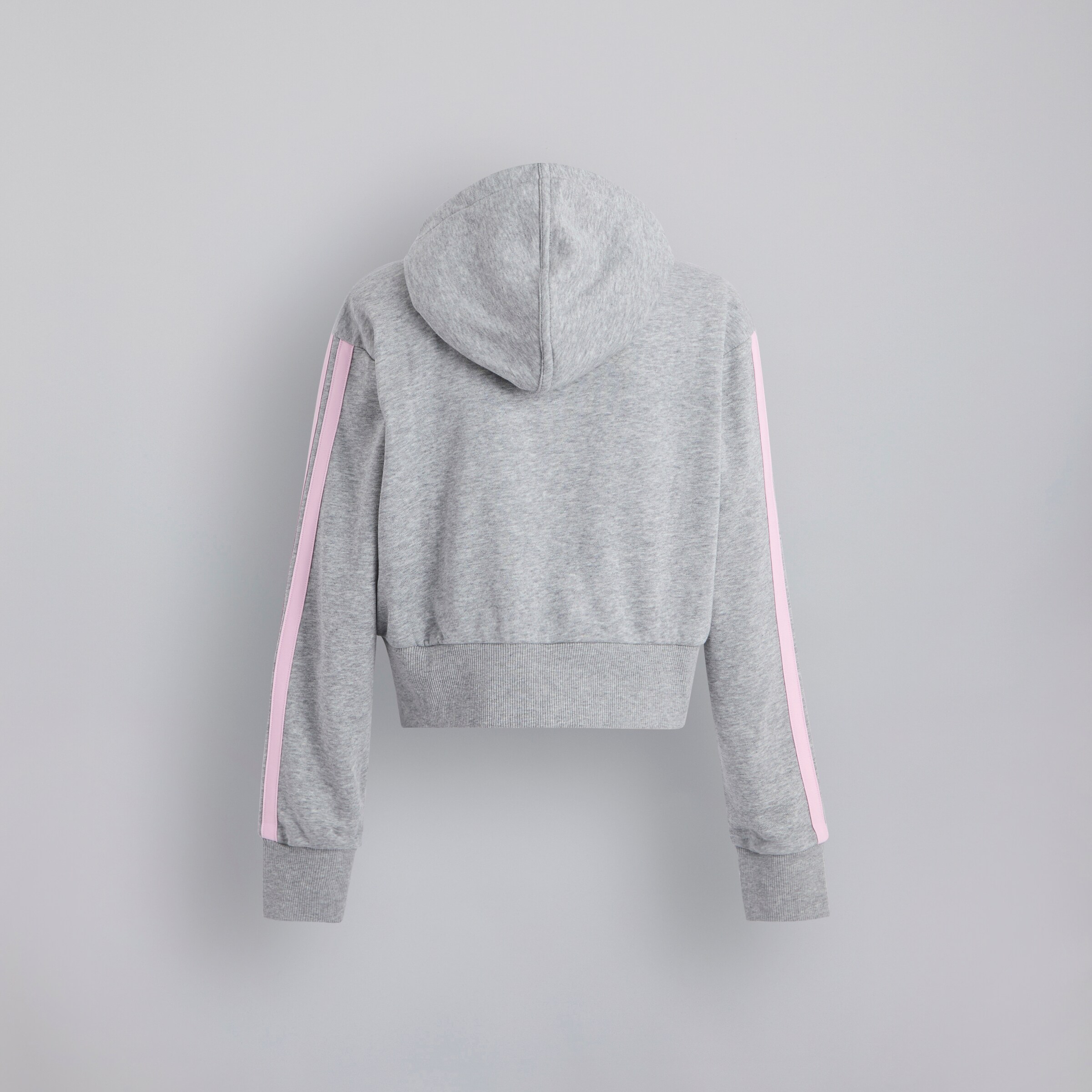 Manchester United x adidas Kids Essentials Full Zip Cropped Hoodie Grey Marl Grey Detail [2-2]