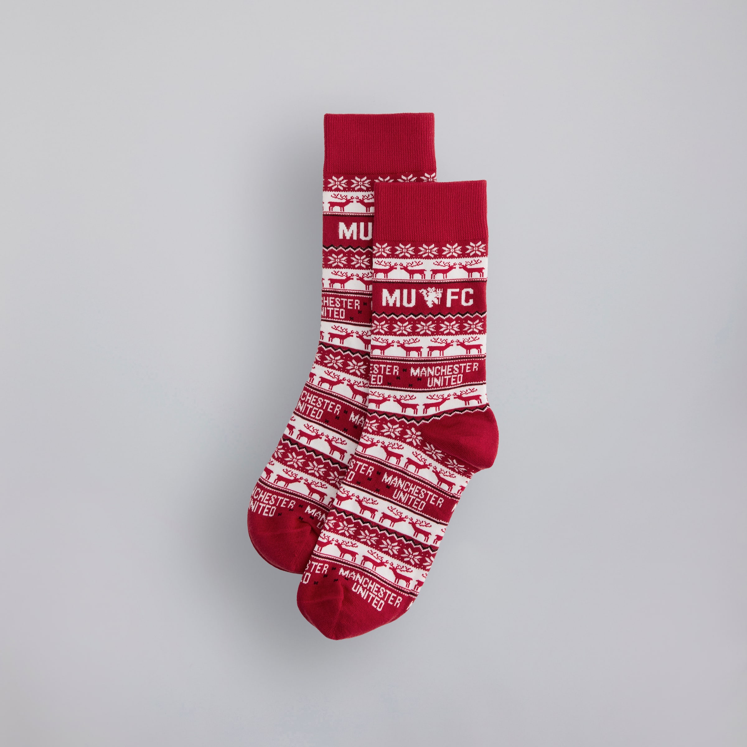 Manchester United Kids Fairisle Christmas Socks Red Multi