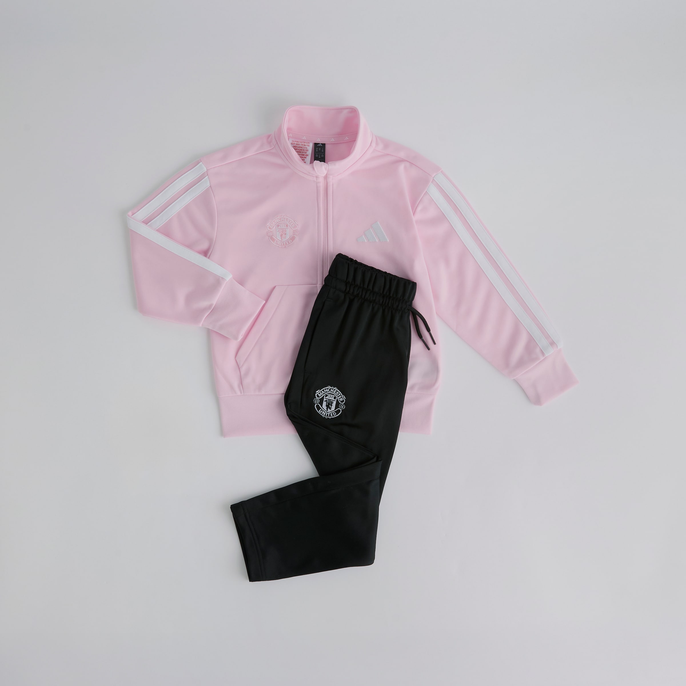 Manchester United x adidas Little Kids Essentials 3-Stripes CLIMACOOL Tracksuit Pink Pink