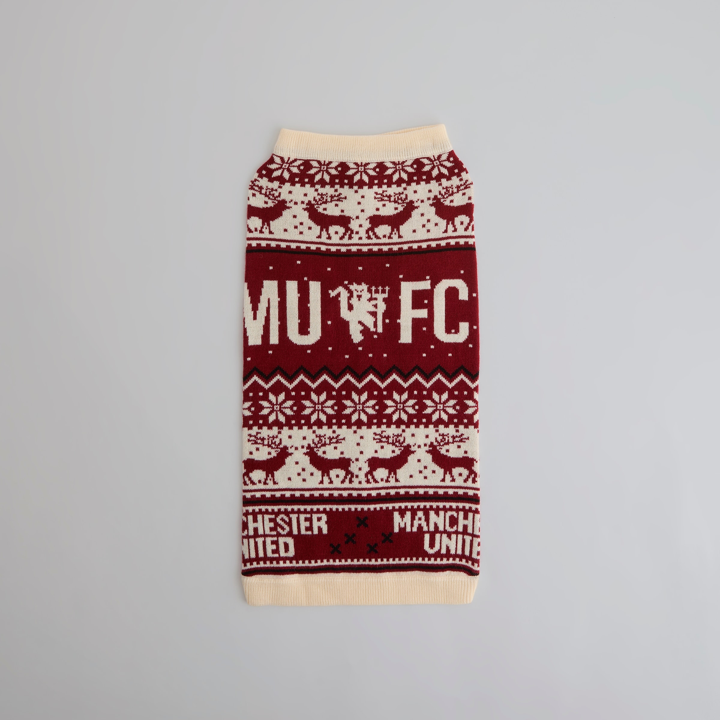 Manchester United Pet Fairisle Christmas Jumper Red Multi Detail [4-4]