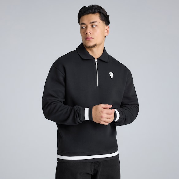 Manchester United Hated Adored Never Ignored Quarter Zip Sweatshirt Black Black
