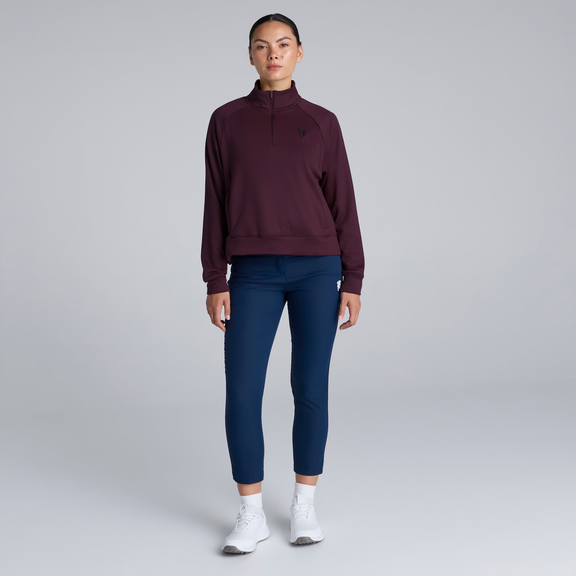 Manchester United x adidas Womens Golf Ultimate 365 Quarter-Zip Maroon Brown Detail [3-6]
